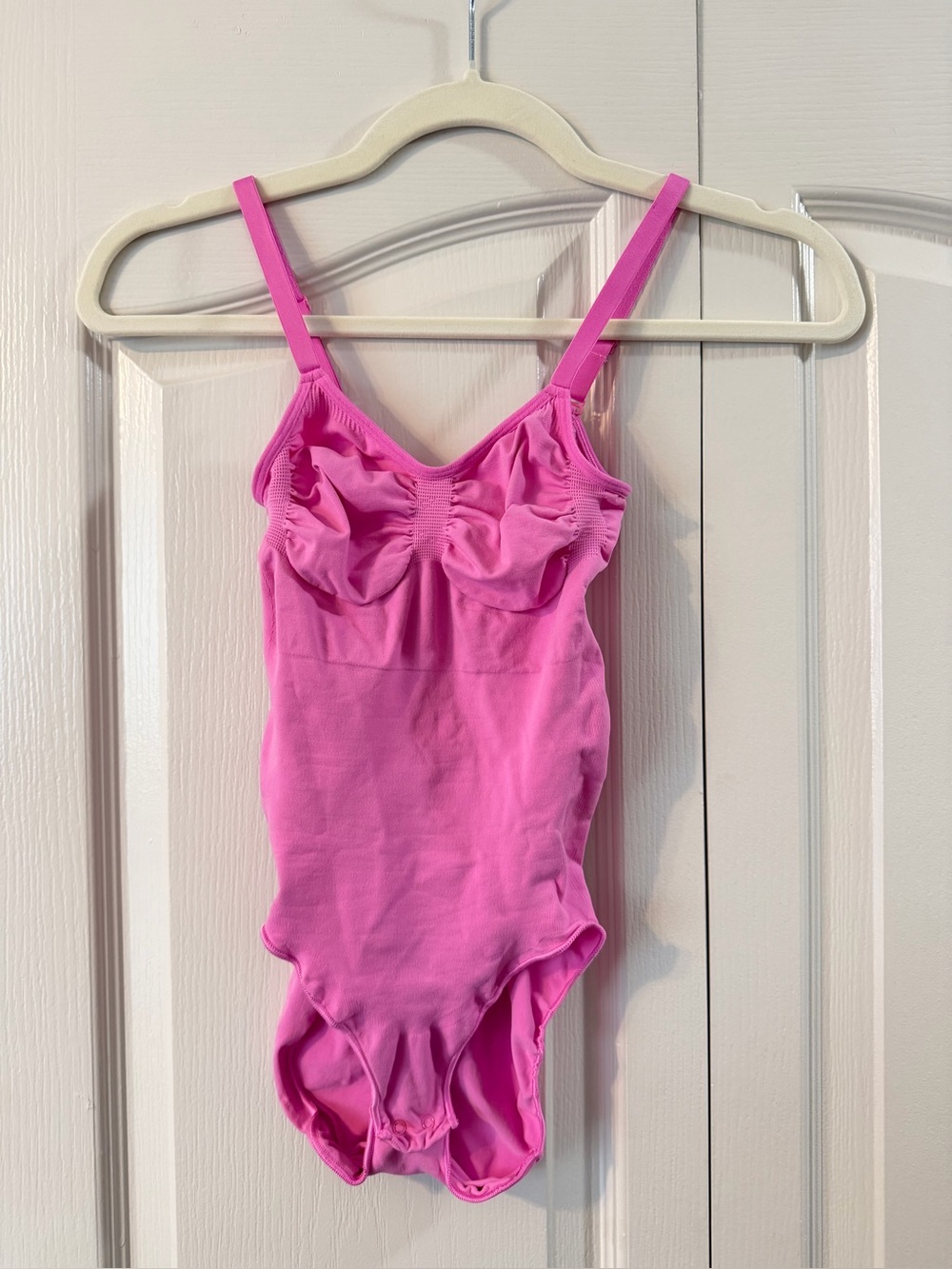 SKIMS Pink Ruched Bodysuit with Adjustable Straps